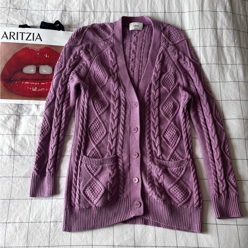 Wilfred Anya Long Cable Knit Slouch Cardigan